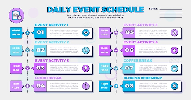 Modelo de design de cronograma de eventos desenhado à mão