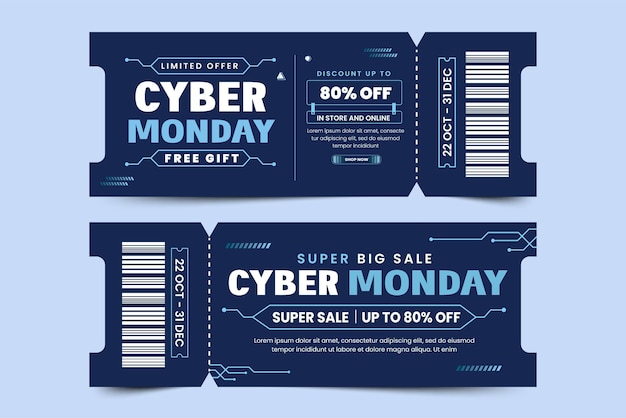 Modelo de design de cupom ou cupom de cyber monday