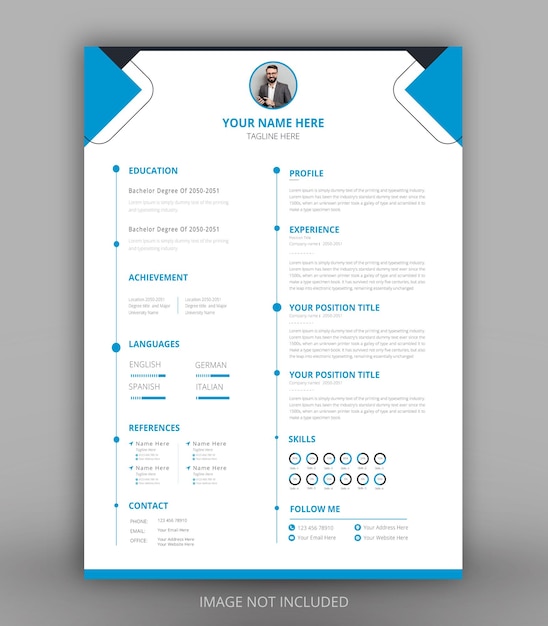 Vetor modelo de design de currículo de portfólio cv
