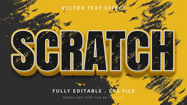 Vetor modelo de design de efeito de texto editável de rascunho de palavra grunge preto amarelo