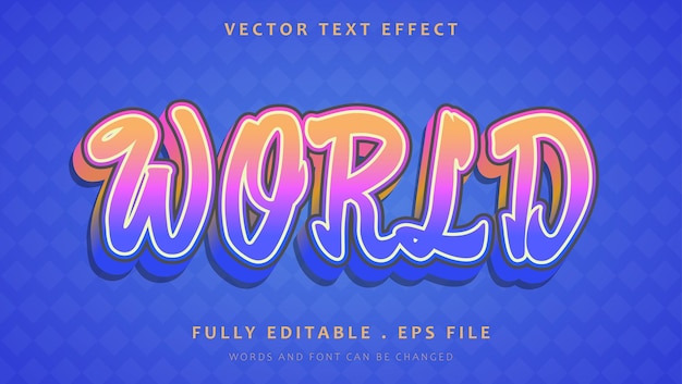 Modelo de design de efeito de texto editável mundial colorido gradiente