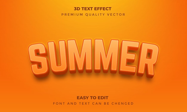 Vetor modelo de design de efeitos de texto 3d editável de verão com fundo sólido