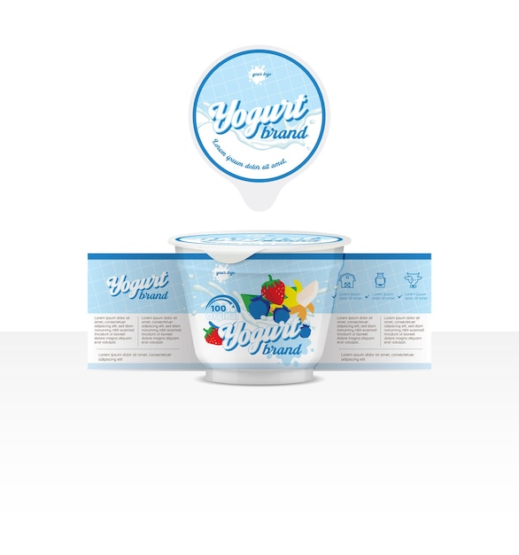 Modelo de design de embalagem de garrafa de iogurte de frutas