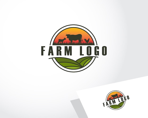 Vetor modelo de design de emblema de negócios de agricultura de crescimento criativo de logotipo de fazenda