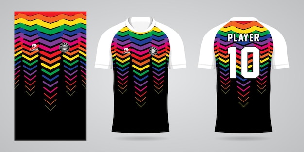 Modelo de design de esporte de camisa colorida