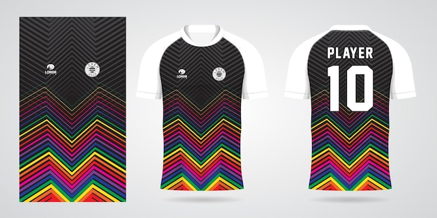 Modelo de design de esporte de camisa de futebol colorida