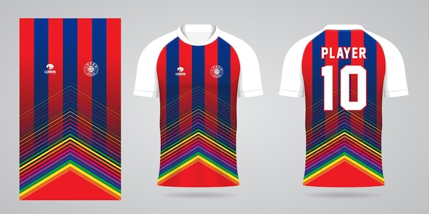 Modelo de design de esporte de camisa de futebol colorida