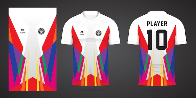 Modelo de design de esporte de camisa de futebol colorida