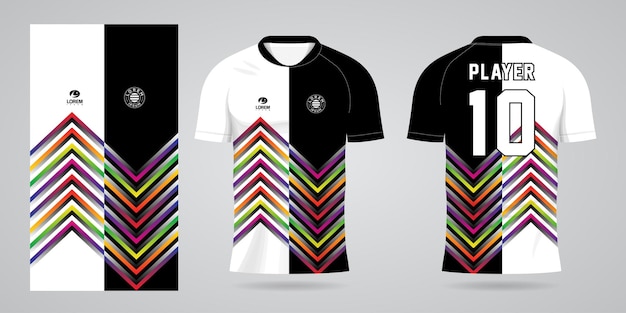 Modelo de design de esporte de camisa de futebol colorida