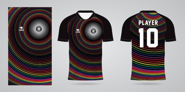 Modelo de design de esporte de camisa de futebol colorida