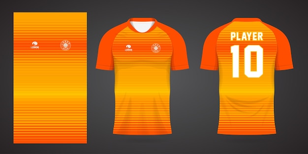 Modelo de design de esporte de camisa de futebol laranja