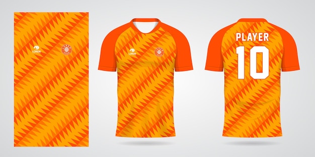 Modelo de design de esporte de camisa de futebol laranja