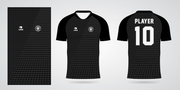 Modelo de design de esporte de camisa de futebol preto