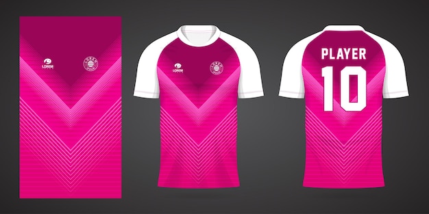 Modelo de design de esporte de camisa de futebol rosa
