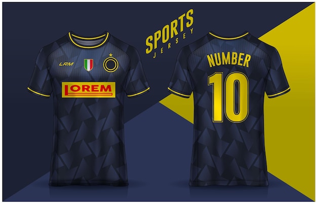 Modelo de design de esporte de camiseta camisa de futebol para vista frontal e traseira do uniforme do clube de futebol