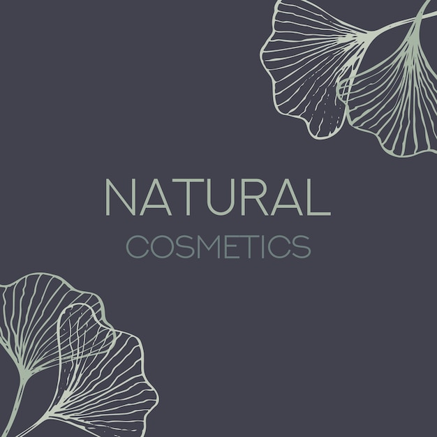 Modelo de design de etiqueta cosmética desenhada à mão de Ginkgo biloba