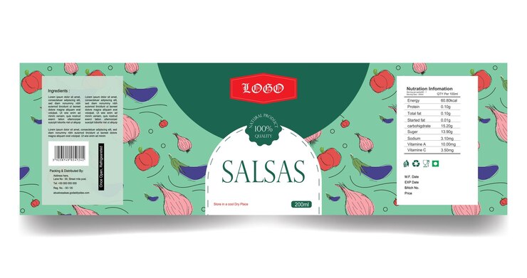 Vetor modelo de design de etiqueta de marca salsas