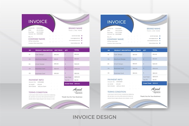 Modelo de design de fatura corporativa