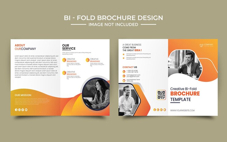 Modelo de design de folheto bifold de negócios corporativos Vetor Premium