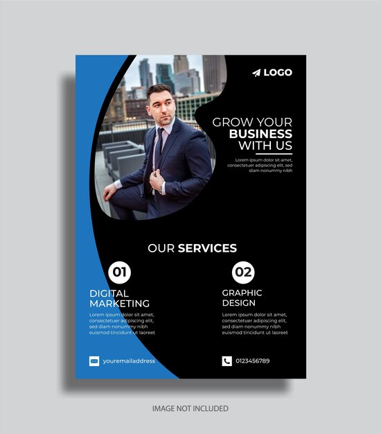 modelo de design de folheto comercial de agência de marketing digital vetorial
