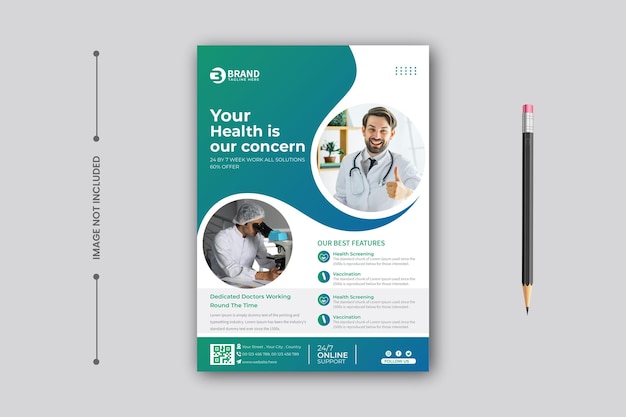 modelo de design de folheto de saúde médica