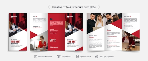 Modelo de design de folheto de três dobras de negócios moderno