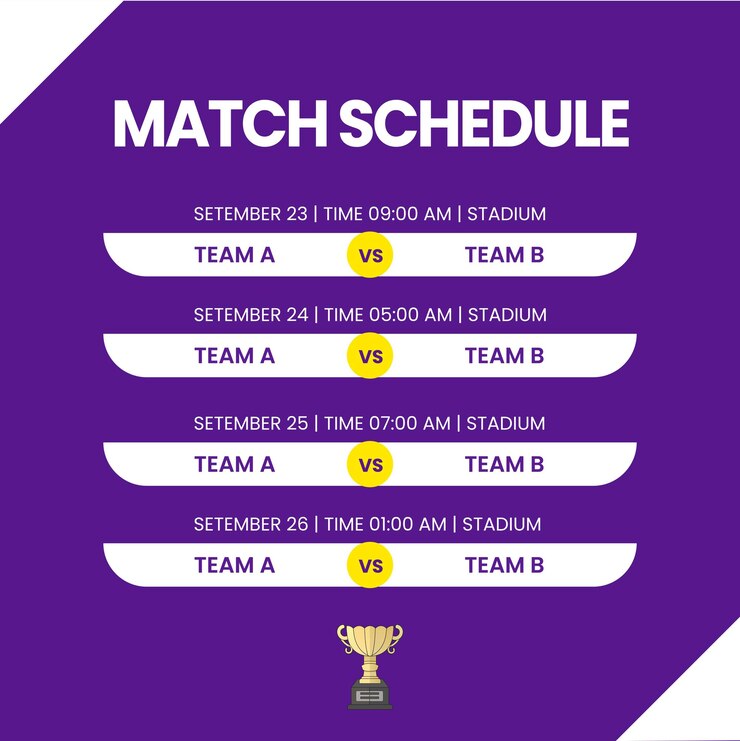 Vetor modelo de design de folheto do calendário de torneios desportivos