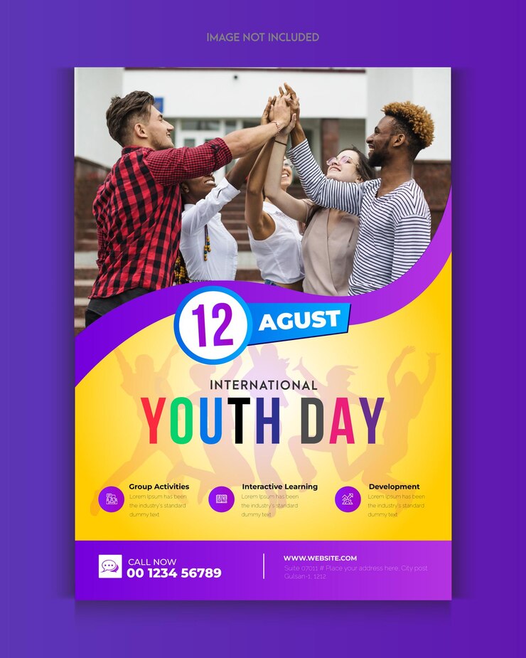 Modelo de design de folheto e cartaz de evento do dia da juventude