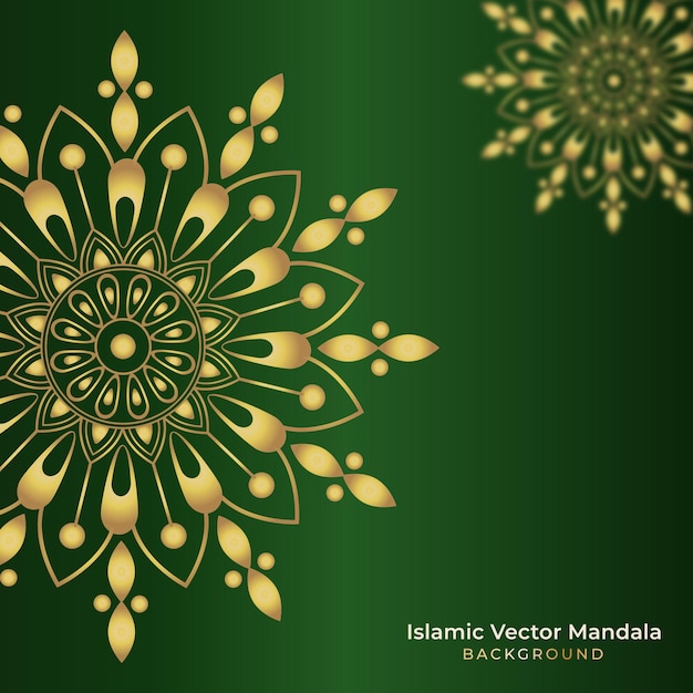 Modelo de design de fundo de mandala com motivo islâmico verde dourado simples
