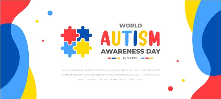 modelo de design de fundo do dia mundial da conscientização do autismo banner colorido de quebra-cabeça do dia mundial do autismo