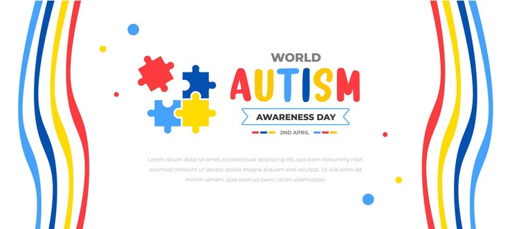 modelo de design de fundo do dia mundial da conscientização do autismo banner colorido de quebra-cabeça do dia mundial do autismo