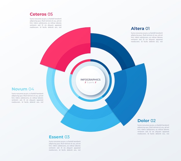 Vetor modelo de design de gráfico circular para infográficos