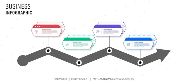 Vetor modelo de design de gráfico infográfico de eficiência de investimento gráfico infográfico editável com ícones instrução