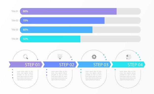 Modelo de design de gráfico infográfico de gráfico de barras de sucesso