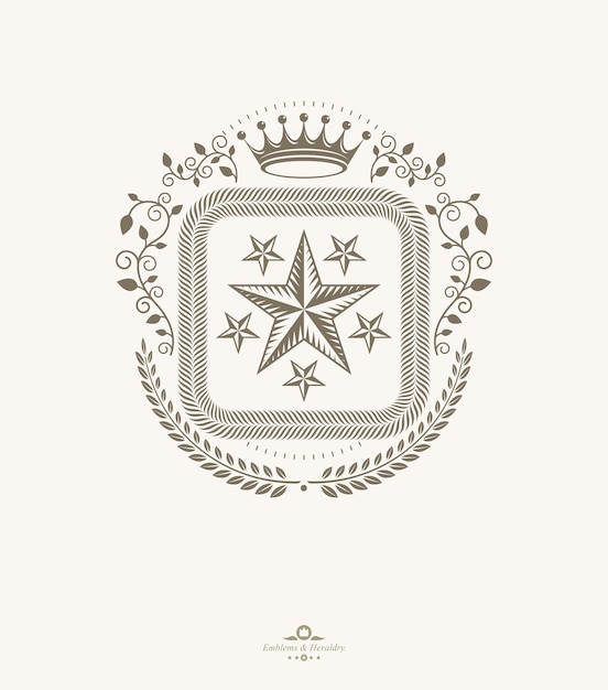 Modelo de design de heráldica vintage, emblema vetorial.