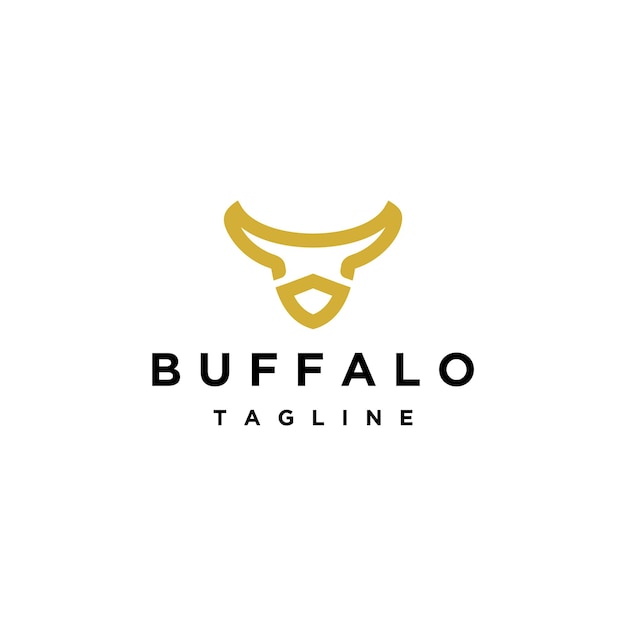 Modelo de design de ícone de logotipo de búfalo