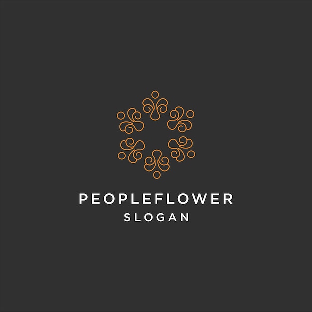 Modelo de design de ícone de logotipo de flor de pessoas