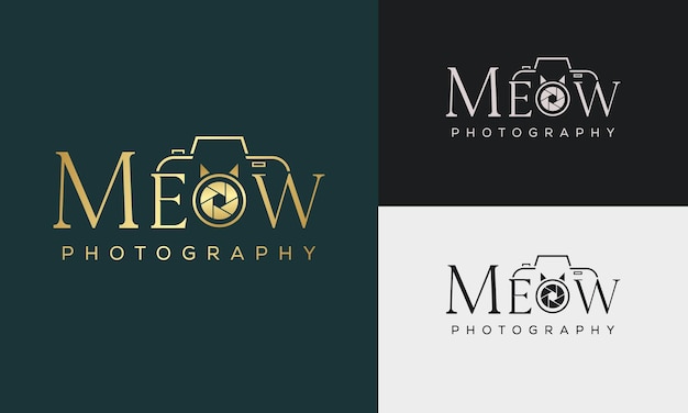 Modelo de design de ícone de logotipo de fotografia camera meow