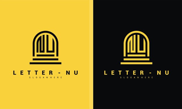 Modelo de design de ícone de logotipo de letra nu vetor premium vetor premium