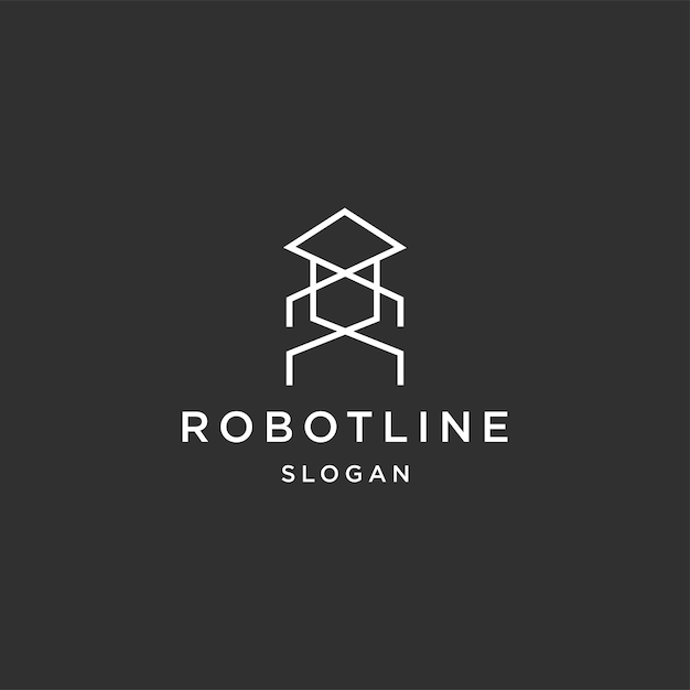 Modelo de design de ícone de logotipo de linha de robô