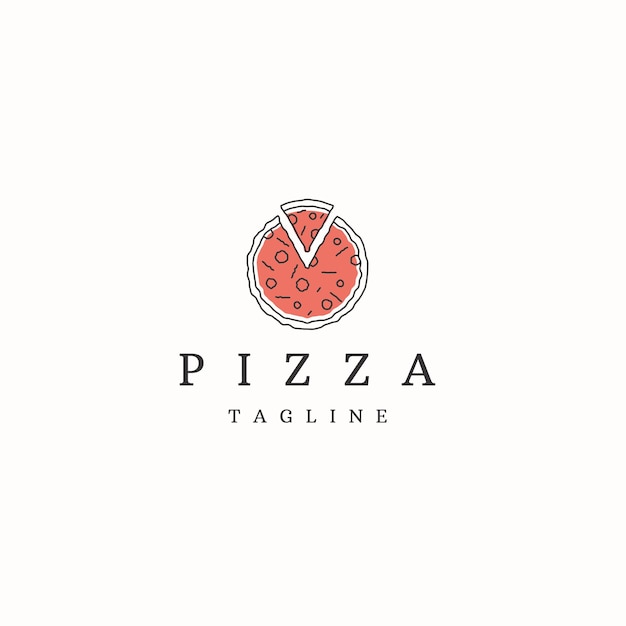 Modelo de design de ícone de logotipo de pizza vetor plana