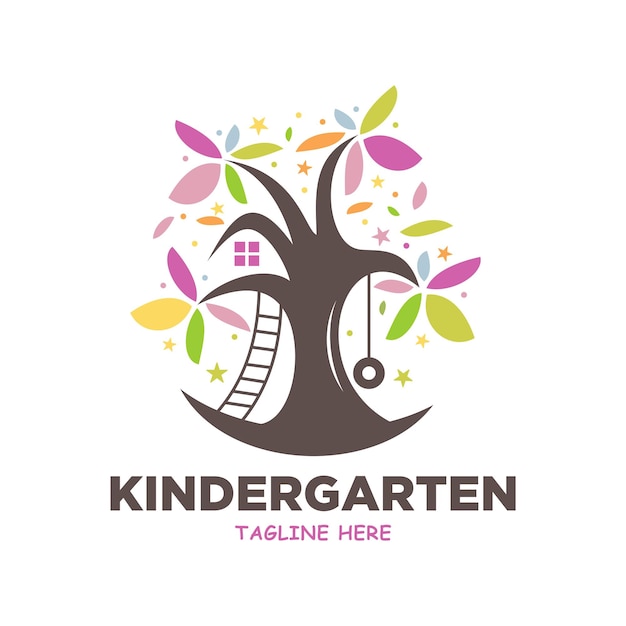 Modelo de design de ícone de logotipo de playgroup de jardim de infância pré-escolar vetor de escola de crianças