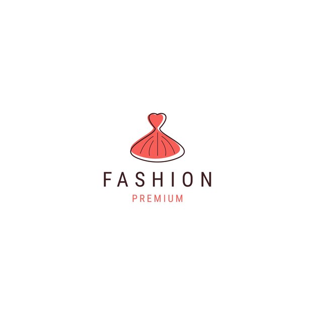 Modelo de design de ícone de logotipo de vestido de moda feminina vetor plano