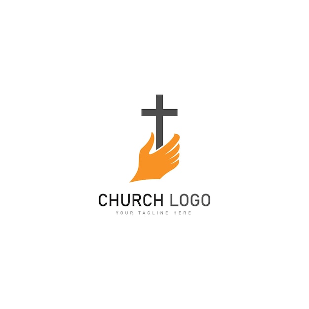 Modelo de design de ícone de vetor de logotipo cristão de igreja símbolos cristãos