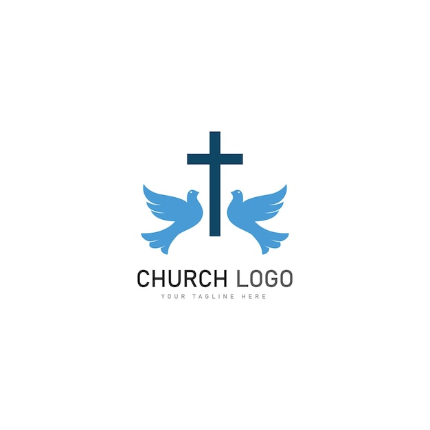 Modelo de design de ícone de vetor de logotipo cristão de igreja símbolos cristãos