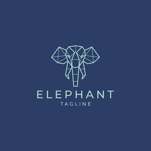 Modelo de design de ícone de vetor de logotipo poligonal geométrico de elefante