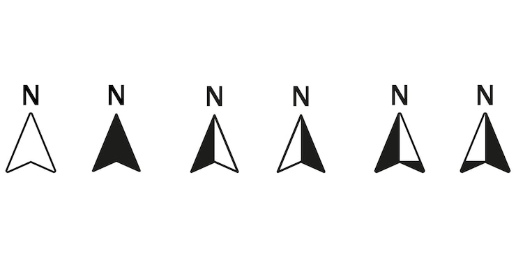 Vetor modelo de design de ícones de bússola. ilustração do ícone do norte com estilo vetorial isolado.