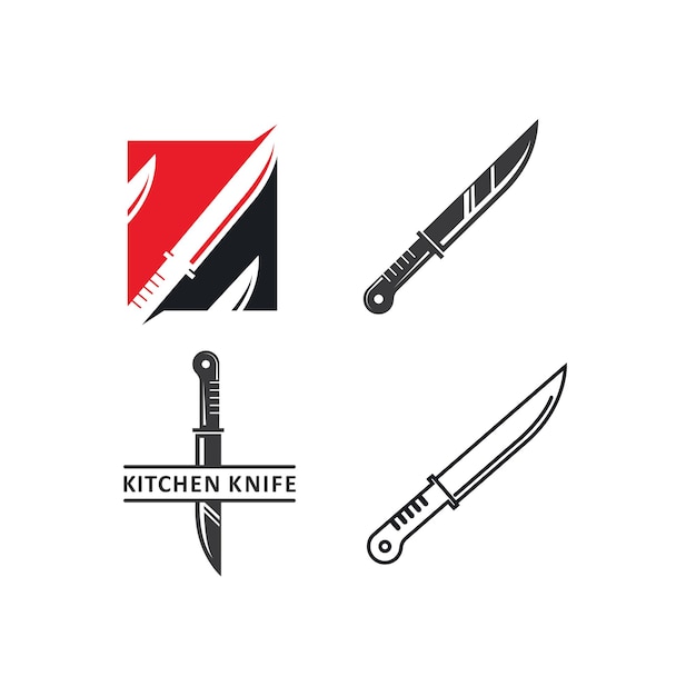 Modelo de design de ilustração de ícone de vetor de faca ou lâmina de cozinha