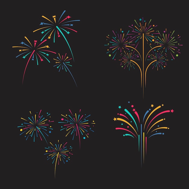 Modelo de design de ilustração de ícone de vetor de fogos de artifício