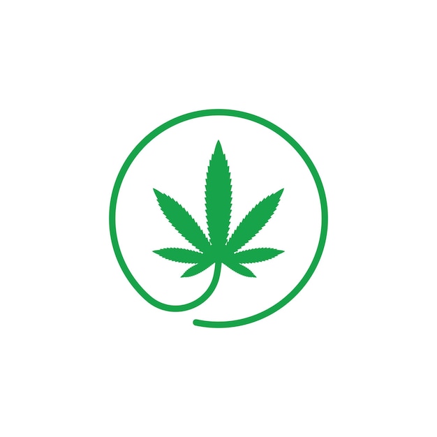 Modelo de design de ilustração de ícone de vetor de folha de cannabis